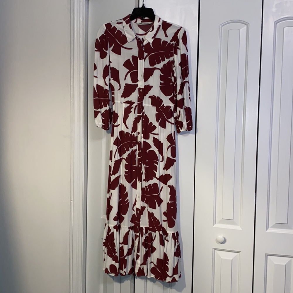 Zara Long Button Up Floral Dress